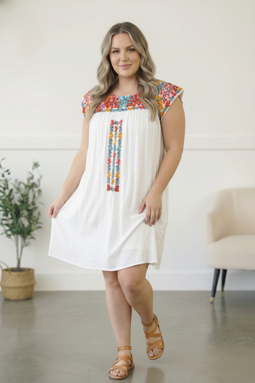 Fiesta Bloom Embroidered Dress - Charming Charlie