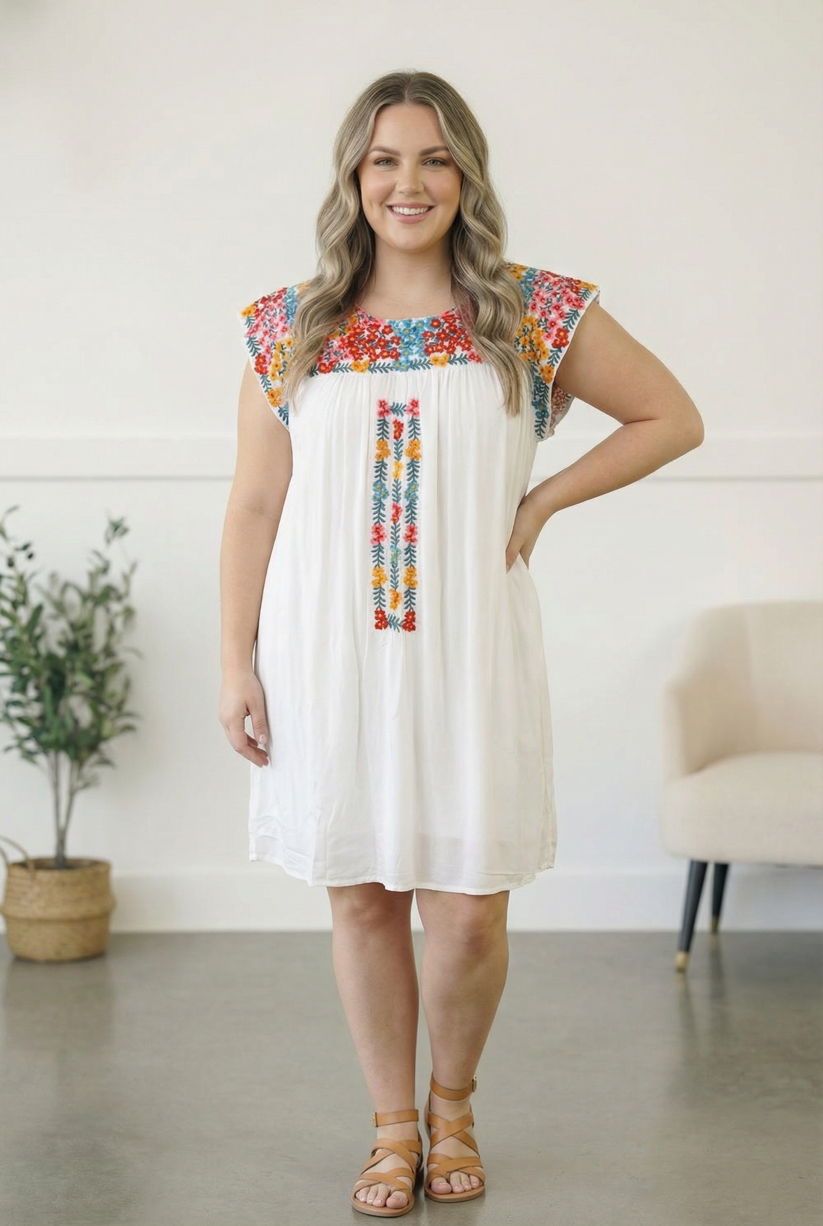 Fiesta Bloom Embroidered Dress - Charming Charlie