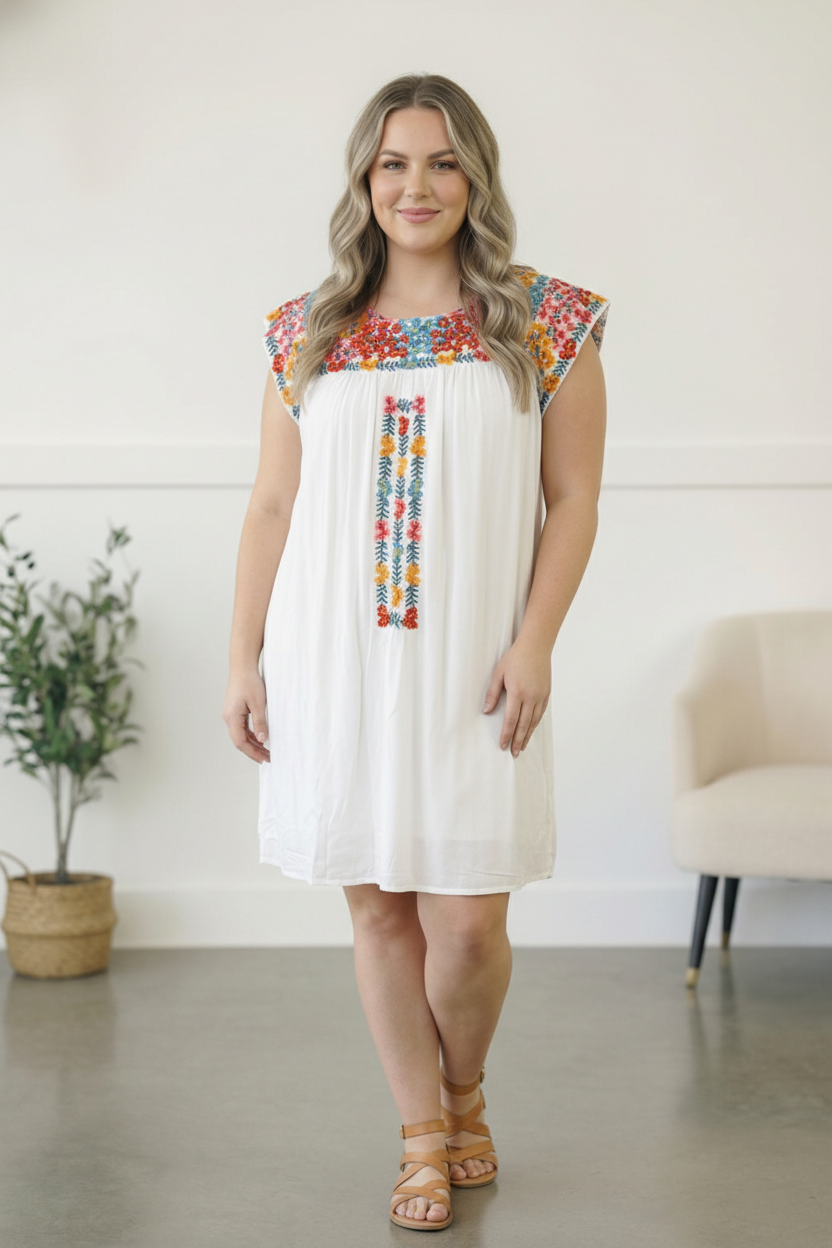 Fiesta Bloom Embroidered Dress - Charming Charlie