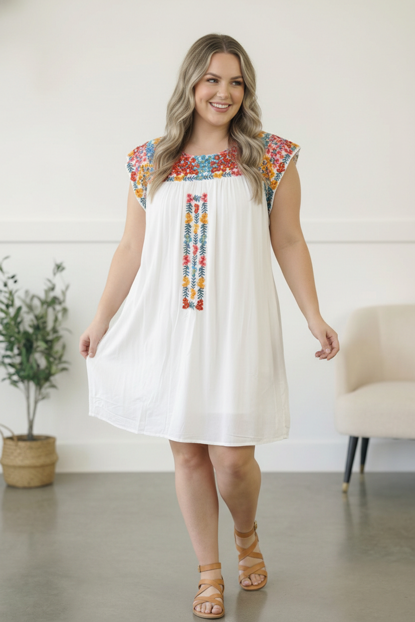 Fiesta Bloom Embroidered Dress - Charming Charlie
