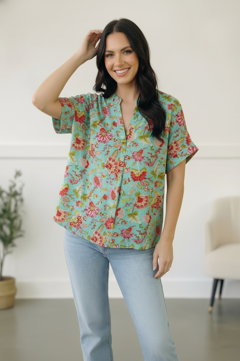 Jade Garden Easy Does it Blouse - Charming Charlie
