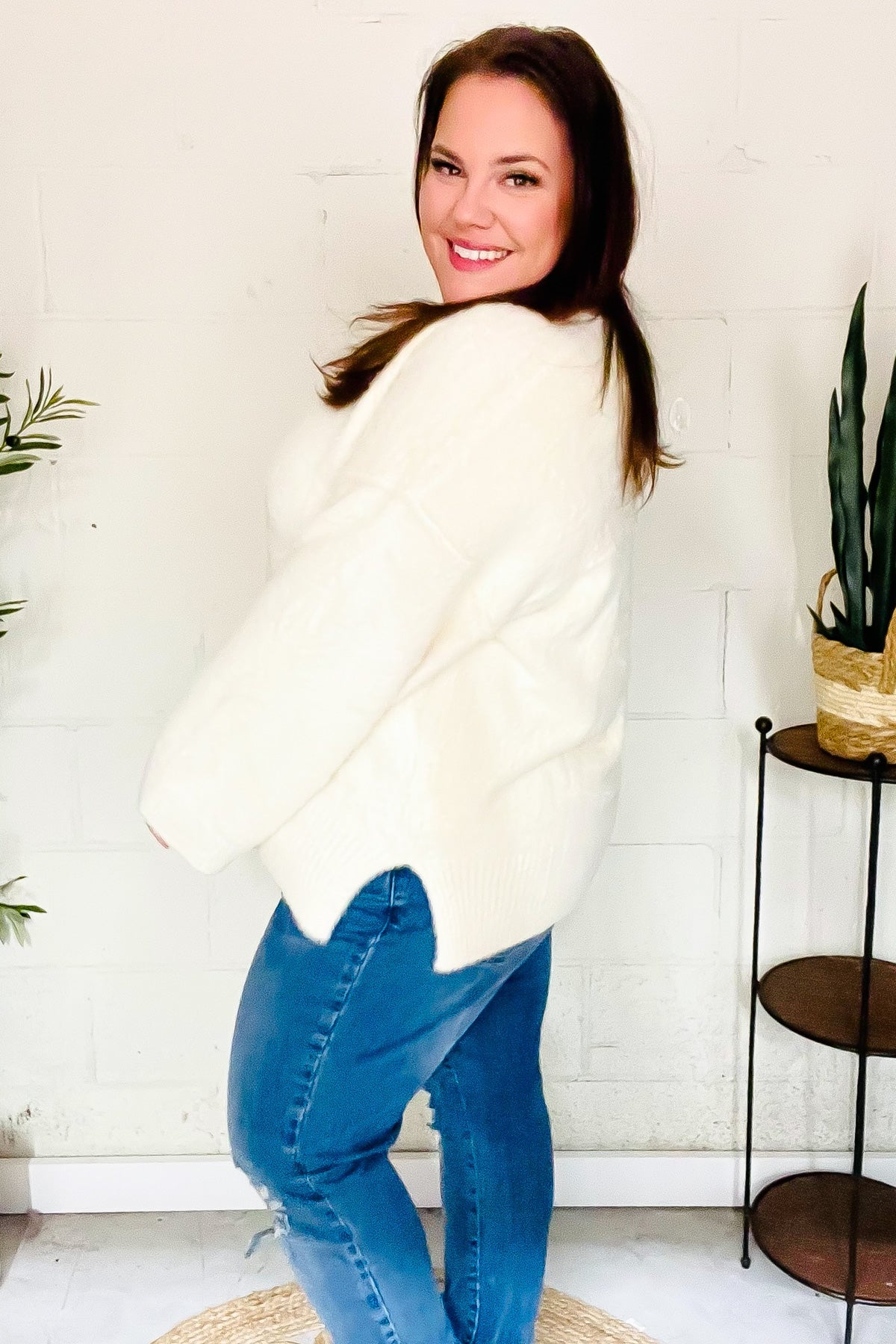 Classic Elegance Ivory Fuzzy Soft Knit Sweater - Charming Charlie