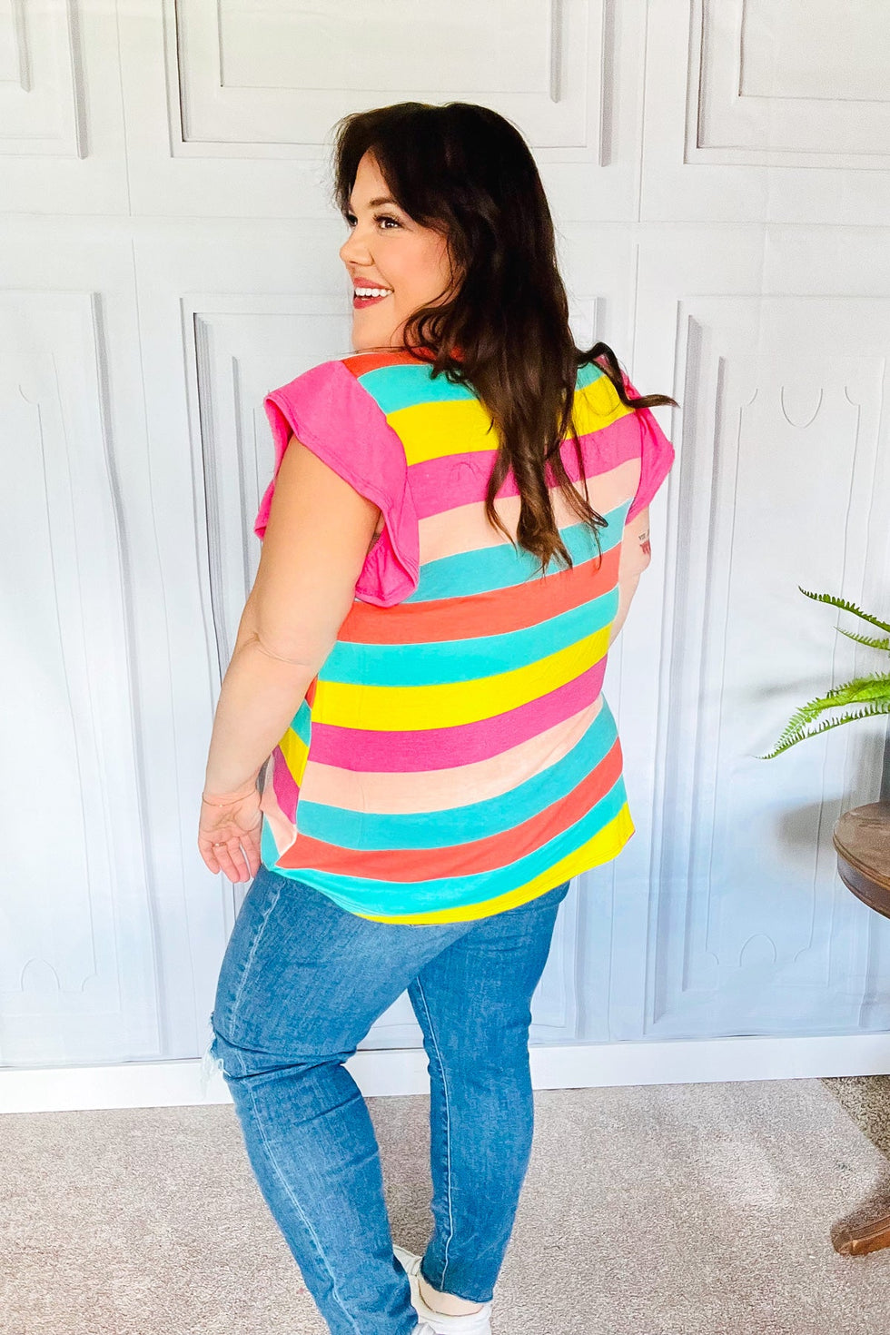 Fuchsia Stripe Sweater Top main image 1