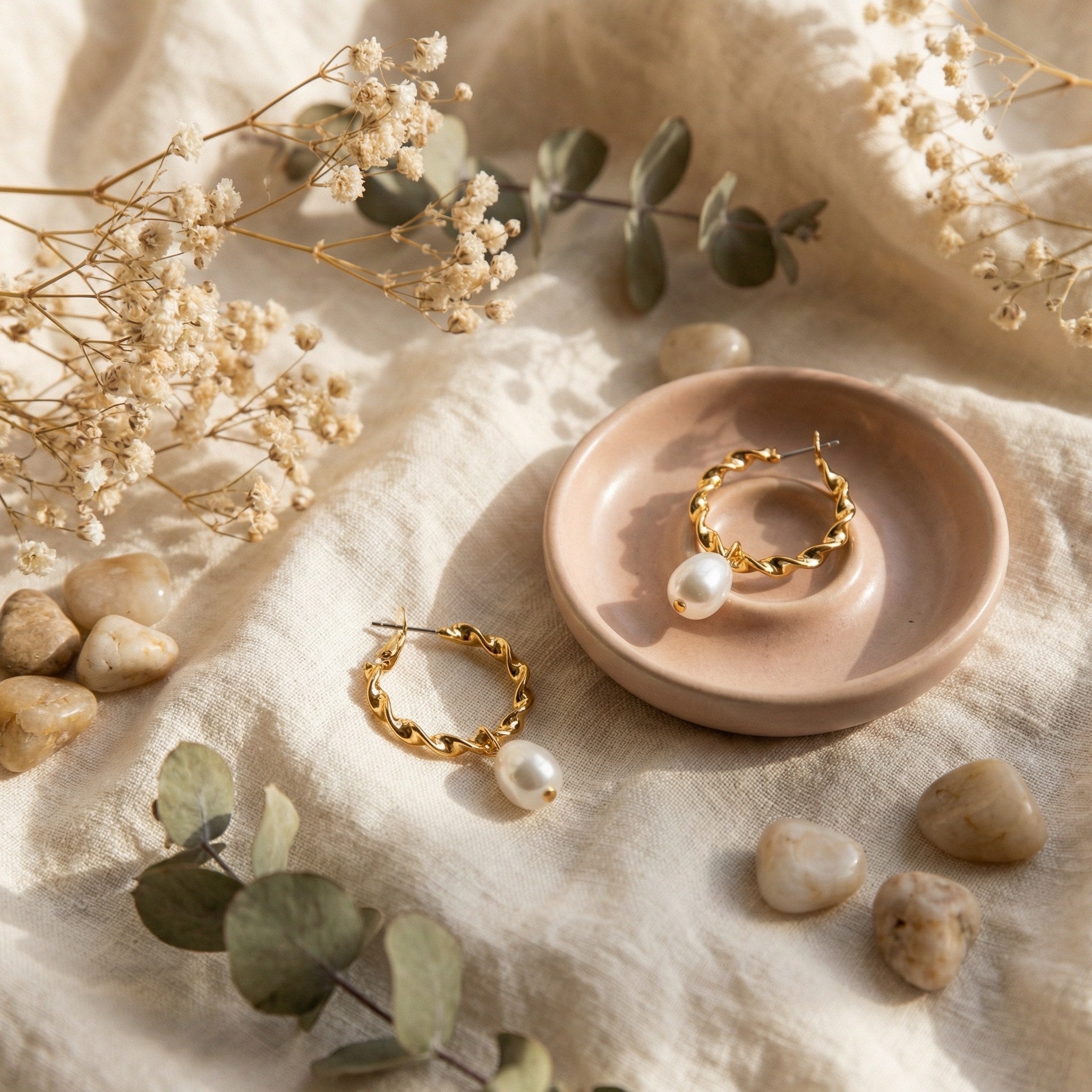 Pearl Drop On Twisted Hoop Earring - Charming Charlie