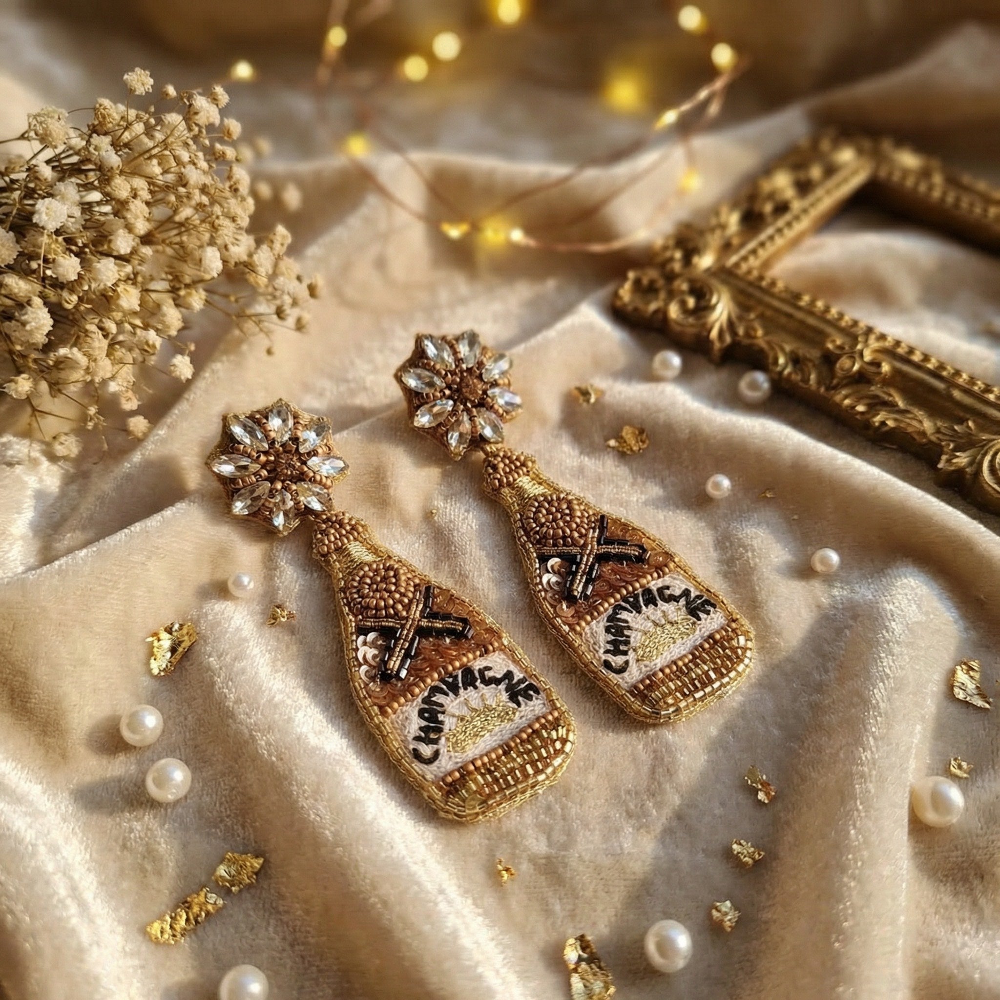 Novelty Champagne Bottle Beaded Earring - Charming Charlie