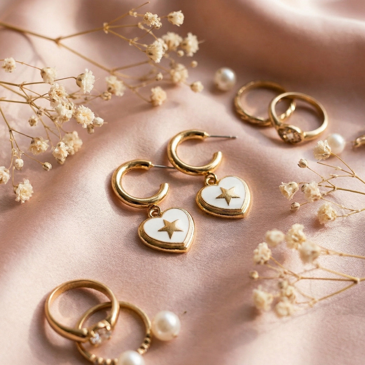 Heart Huggie With Star Detail Earring - Charming Charlie