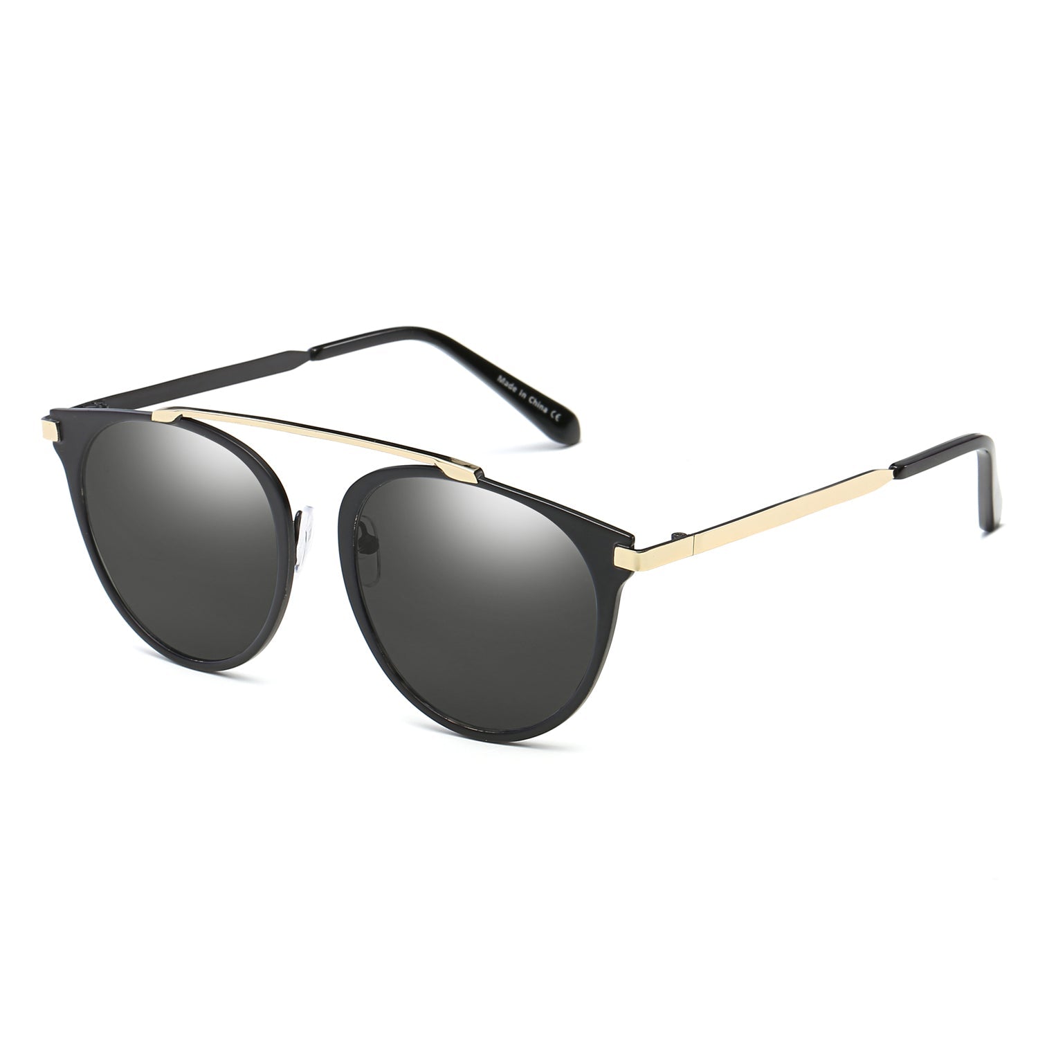 FRISCO | Modern Horn Rimmed Metal Frame Round Sunglasses - Charming Charlie