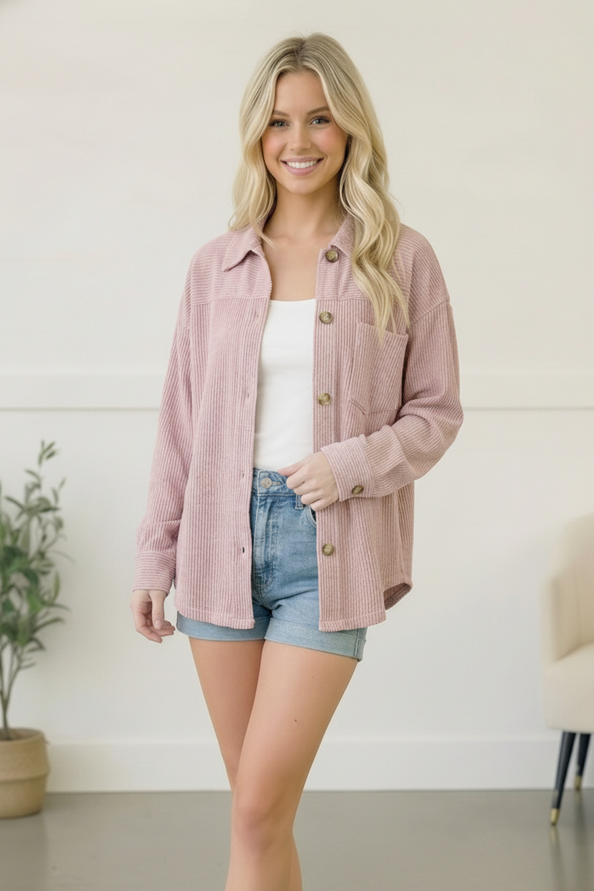 Coffee Run Corduroy Shacket - Charming Charlie