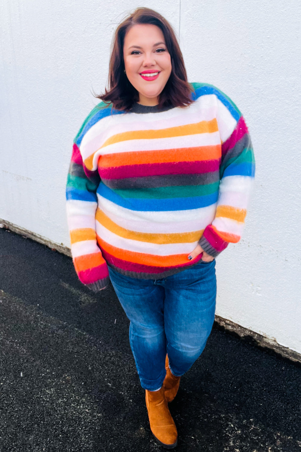 Charli blue multi clearance striped knit sweater