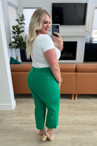 Lisa High Rise Control Top Wide Leg Crop Jeans in Kelly Green - Charming Charlie