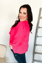Stay With Me Pink V Neck Ribbon Bow Babydoll Woven Blouse - Charming Charlie