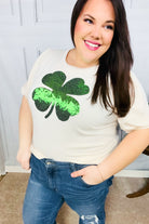 Saint Patty Sequin Clover French Terry Puff Sleeve Top - Charming Charlie