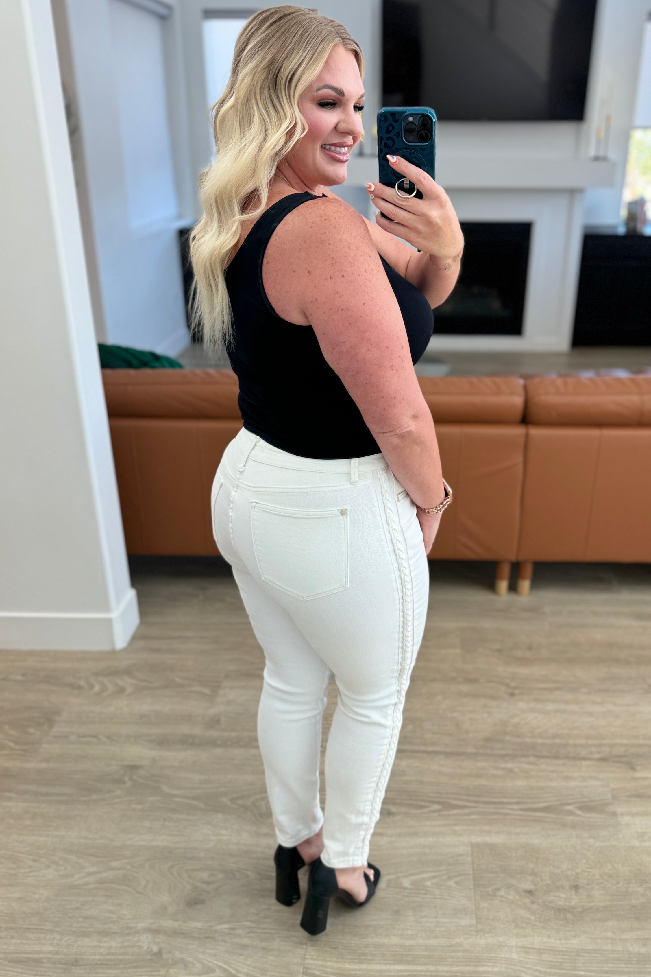 Maddie Mid Rise Braided Side Seam Relaxed Jeans - Charming Charlie