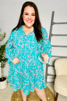 Boho Romance Mint Floral Print Front Ribbon Bow Tiered Dress - Charming Charlie