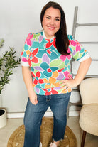 Spring Vibes Multicolor floral Rib Back Bow Tie Detail Top - Charming Charlie