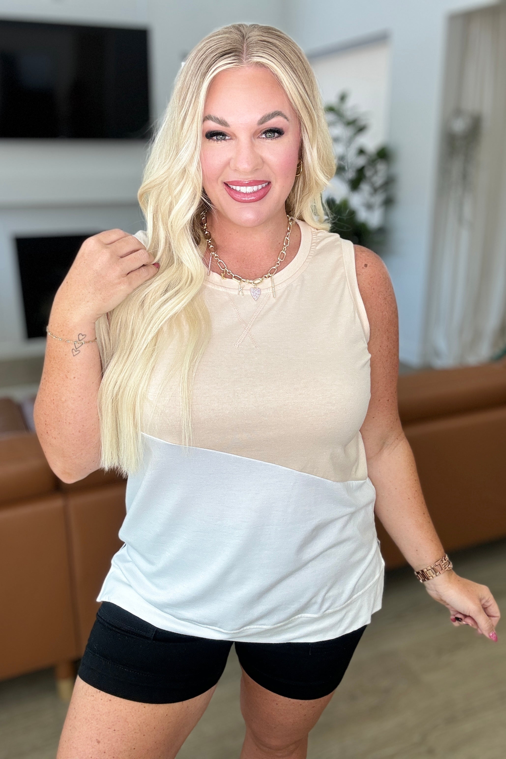 Steady Increase Color Block Sleeveless Top - Charming Charlie