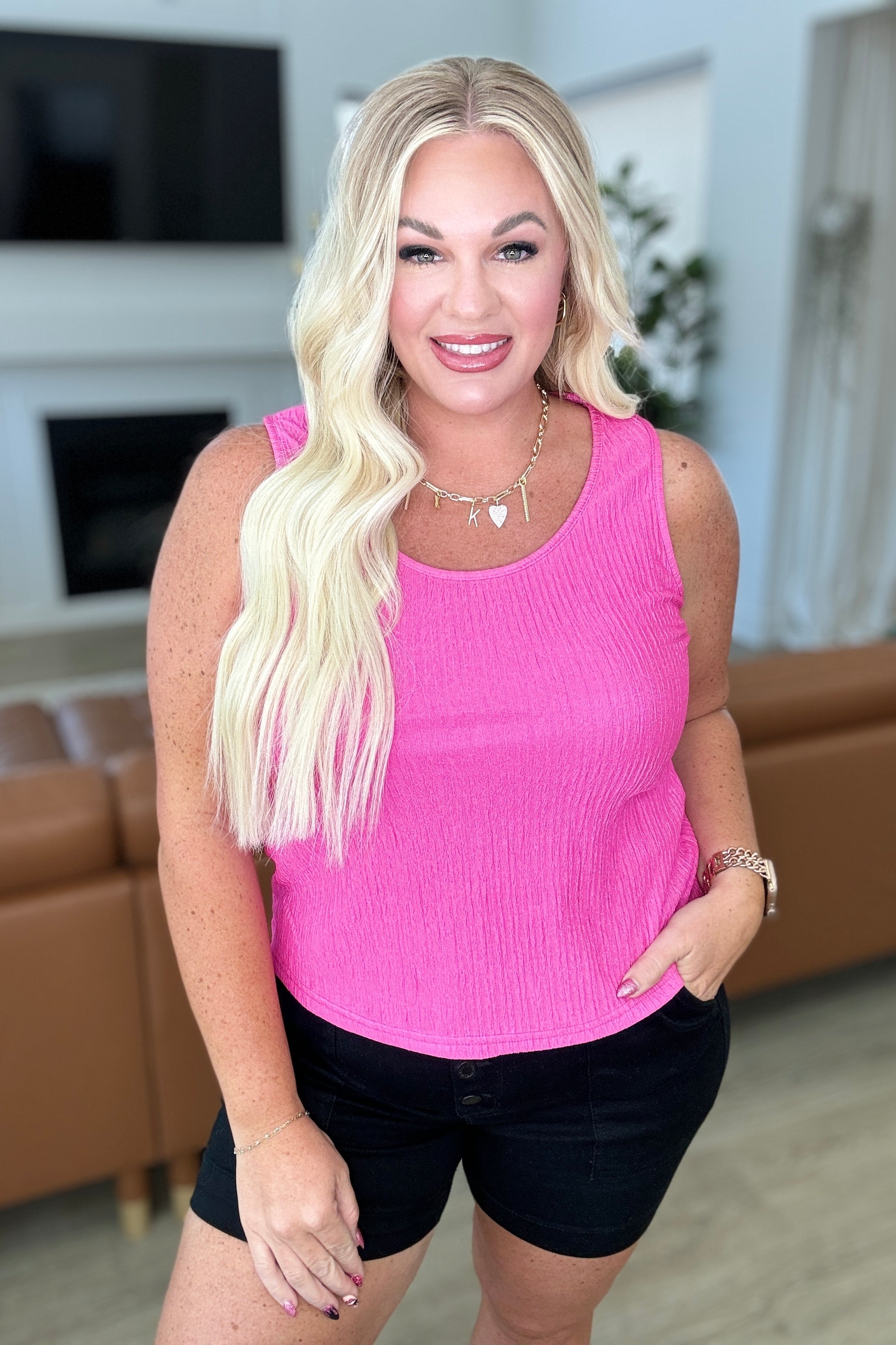 Not A Worry Textured Tank - Charming Charlie