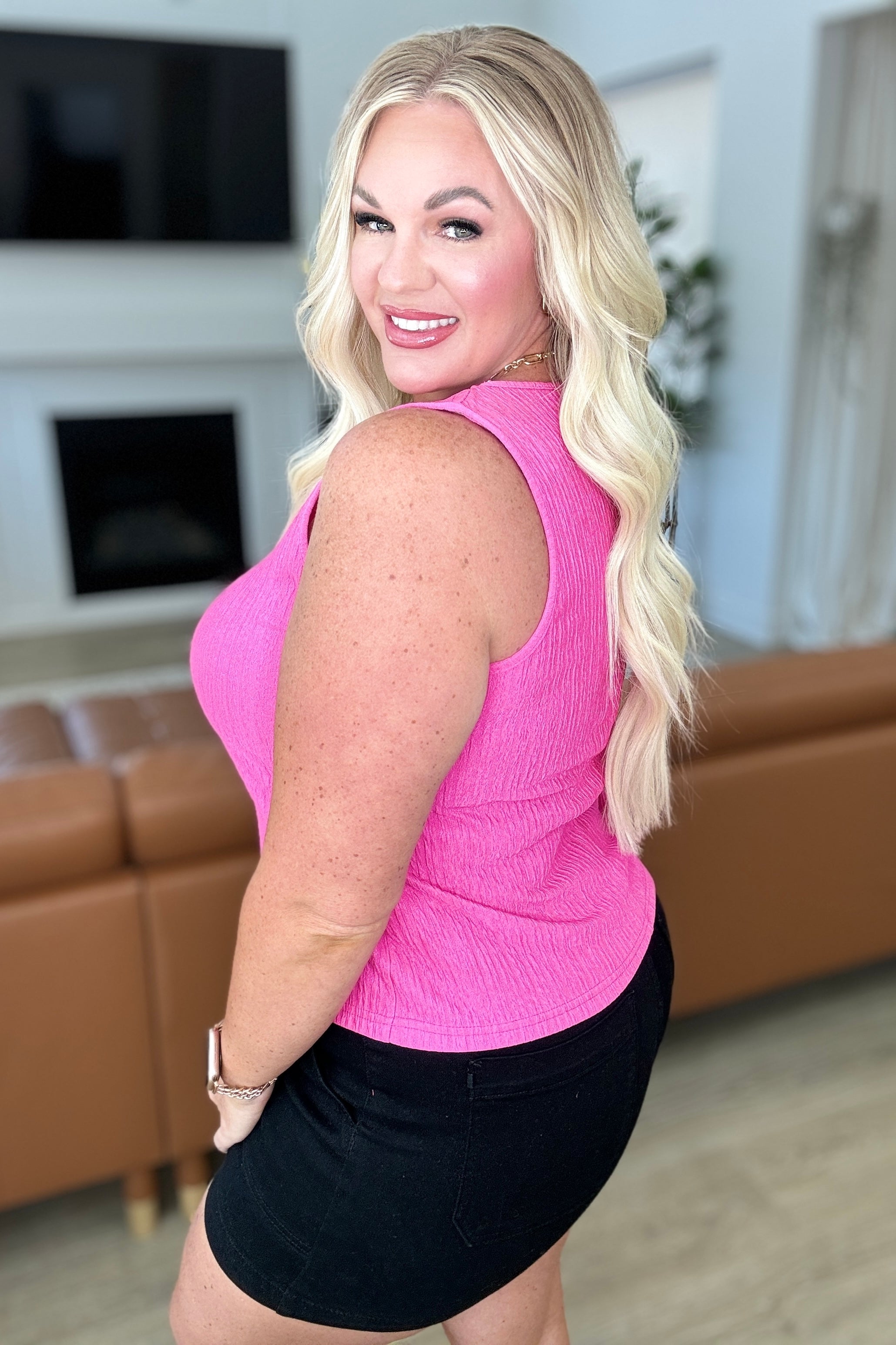 Not A Worry Textured Tank - Charming Charlie