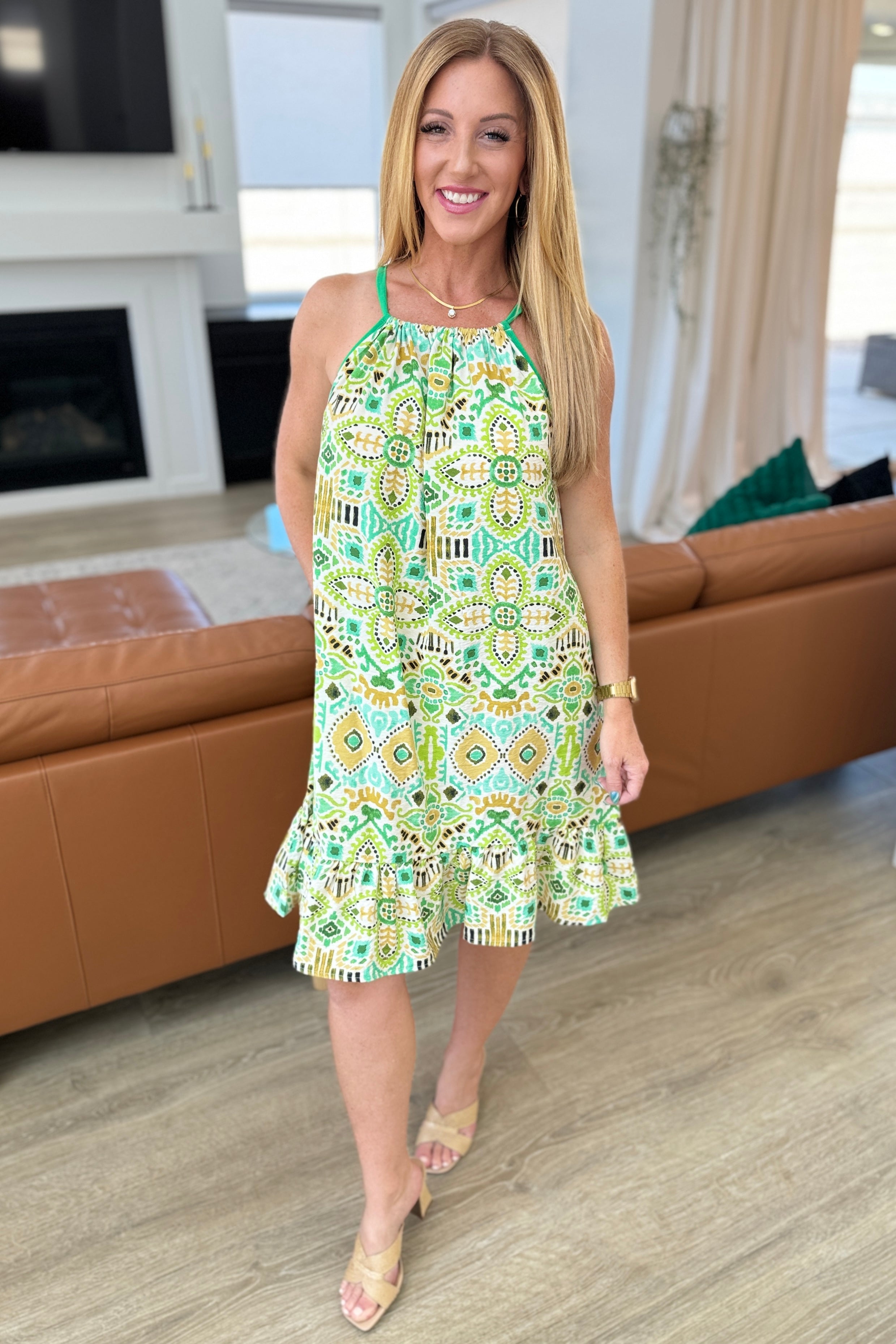 As You Walk On By Tank Dress in Lime – Charming Charlie