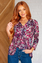 I Think Different Top in Abstract Magenta - Charming Charlie