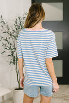 I Think I'm in Love Round Neck Loose Tee in Blue and Pink - Charming Charlie