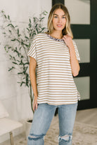 I Think I'm in Love Round Neck Loose Tee in Khaki Leopard - Charming Charlie