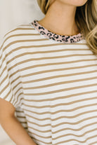 I Think I'm in Love Round Neck Loose Tee in Khaki Leopard - Charming Charlie