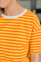I Think I'm in Love Round Neck Loose Tee in Orange and Yellow - Charming Charlie