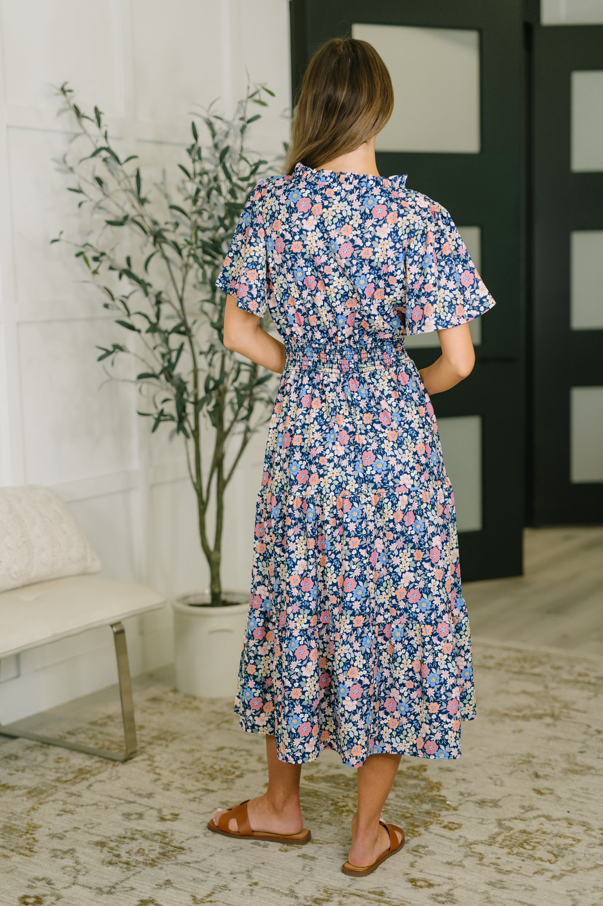 I Wanna Talk Notch Neck Midi Dress - Charming Charlie