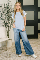 I Wouldn't Mind Short Sleeve Top in Cornflower Blue - Charming Charlie