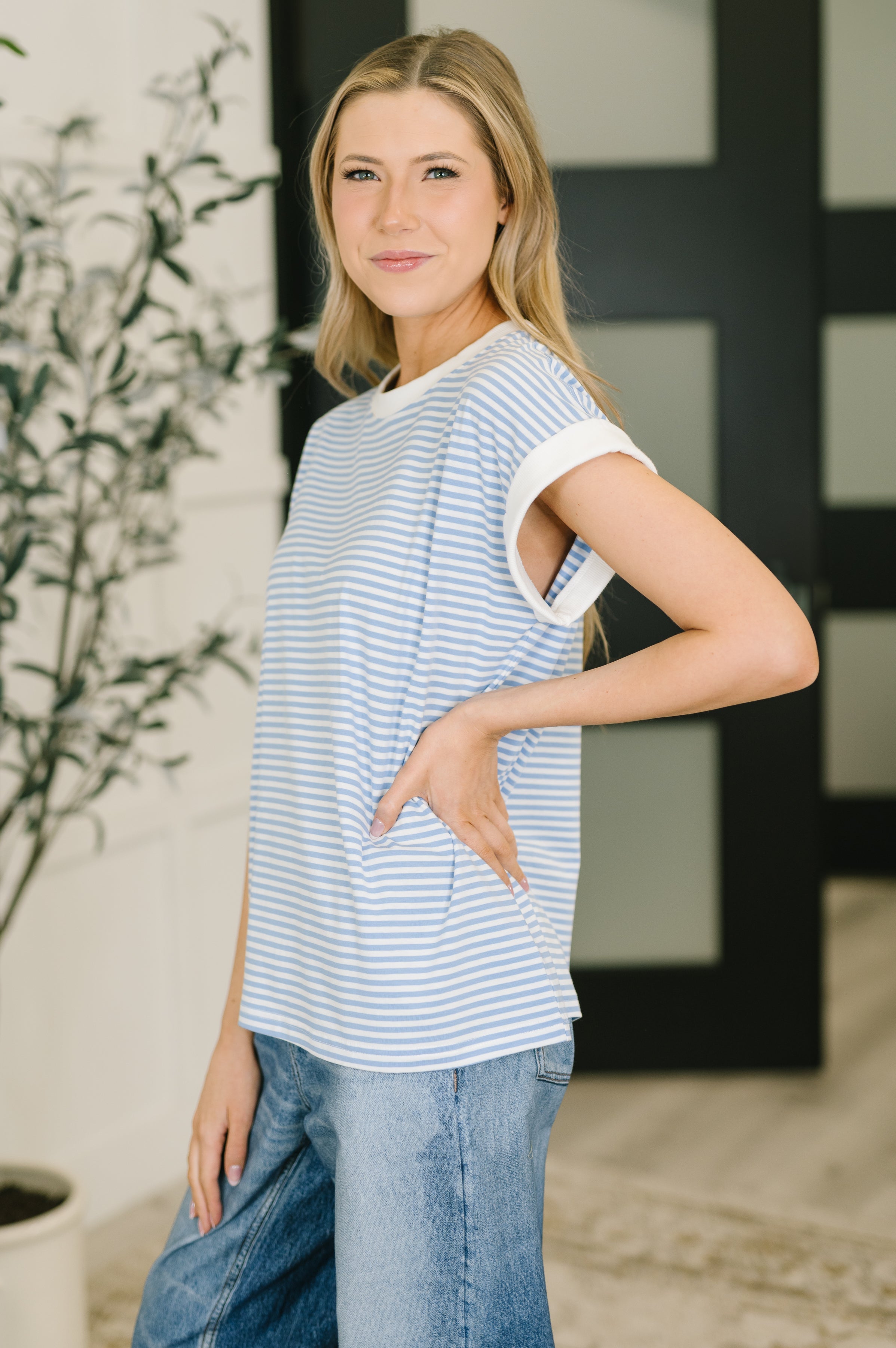 I Wouldn't Mind Short Sleeve Top in Cornflower Blue - Charming Charlie