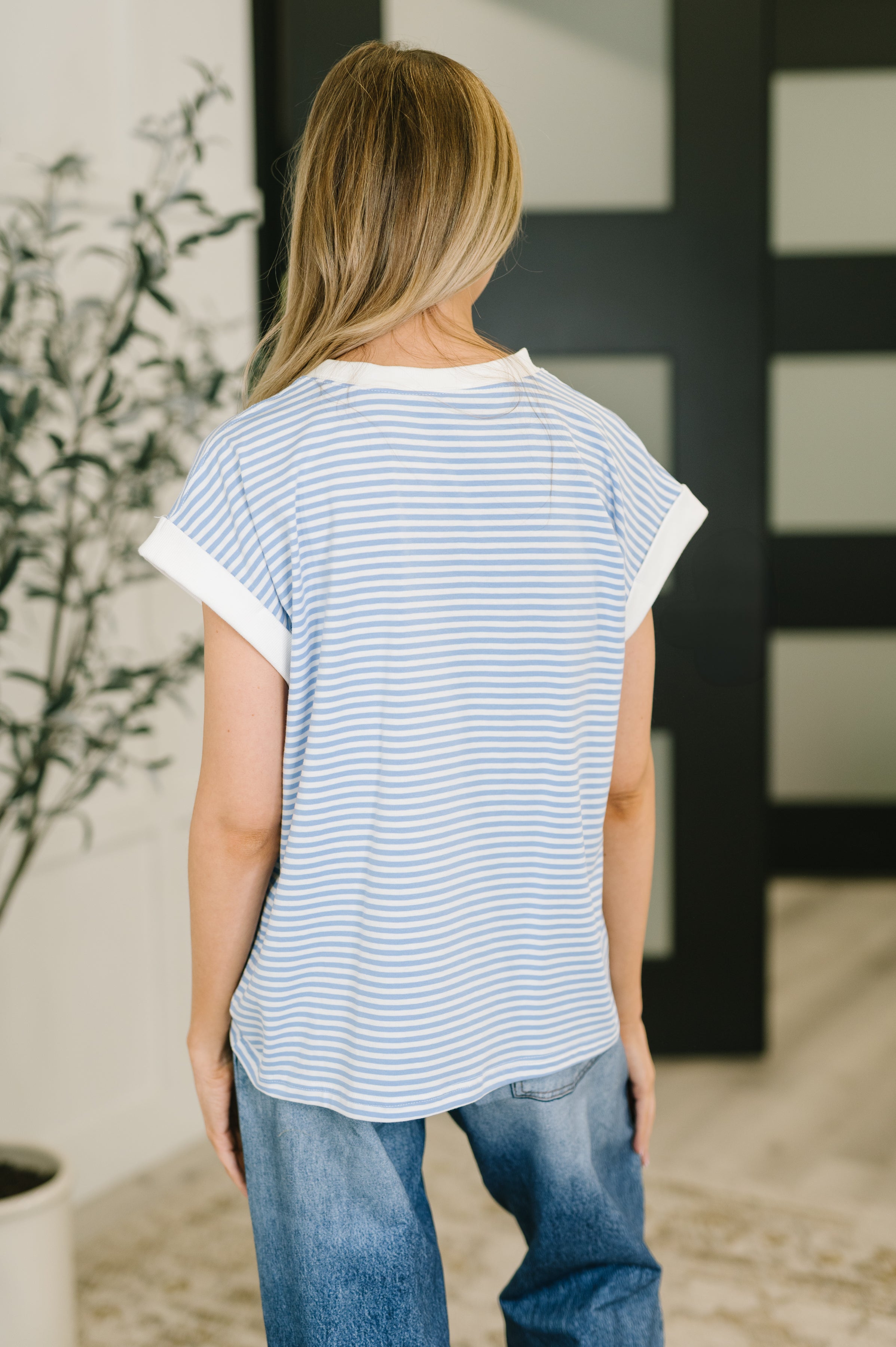 I Wouldn't Mind Short Sleeve Top in Cornflower Blue - Charming Charlie