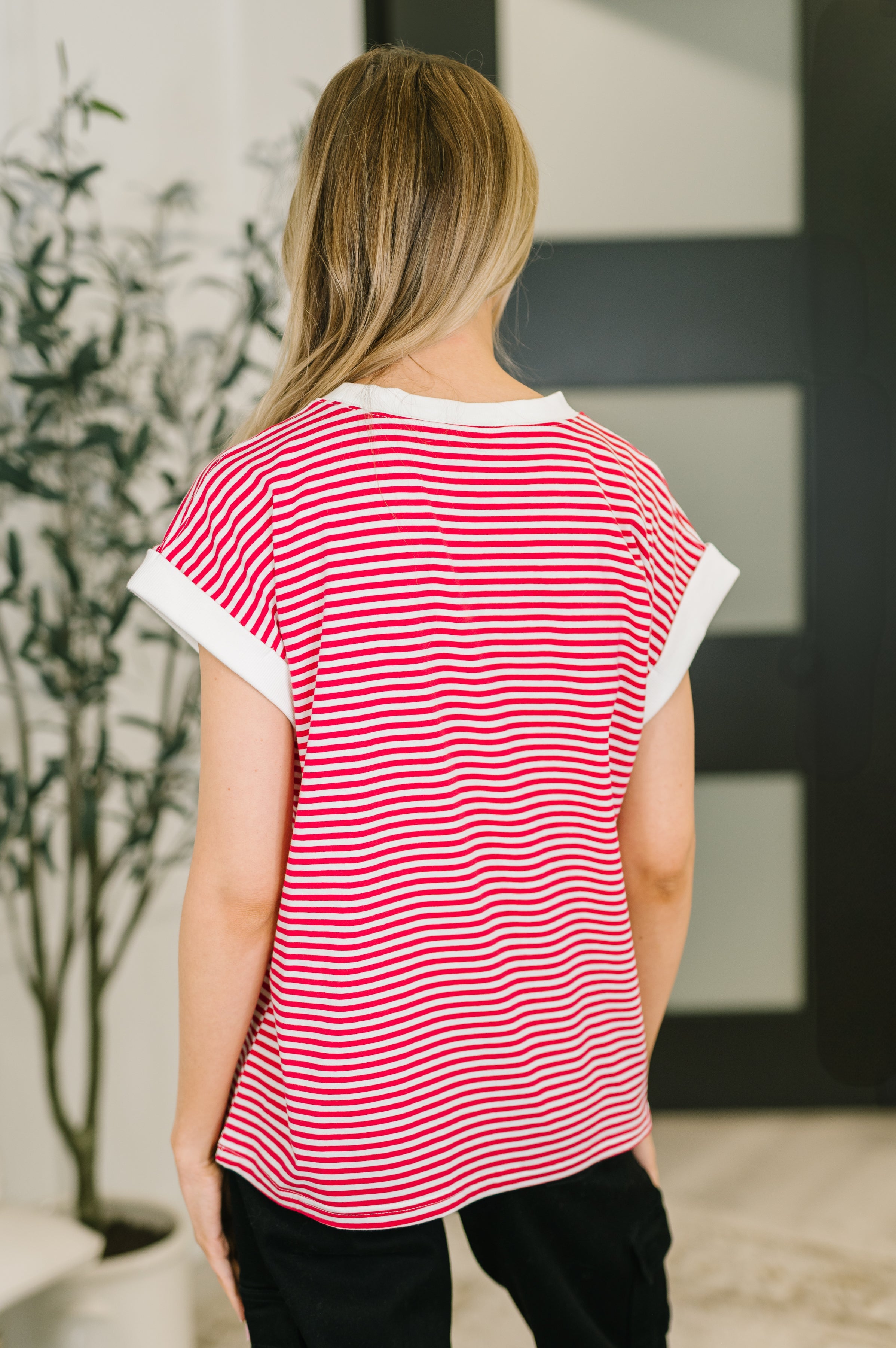 I Wouldn't Mind Short Sleeve Top in Ruby - Charming Charlie