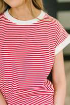 I Wouldn't Mind Short Sleeve Top in Ruby - Charming Charlie