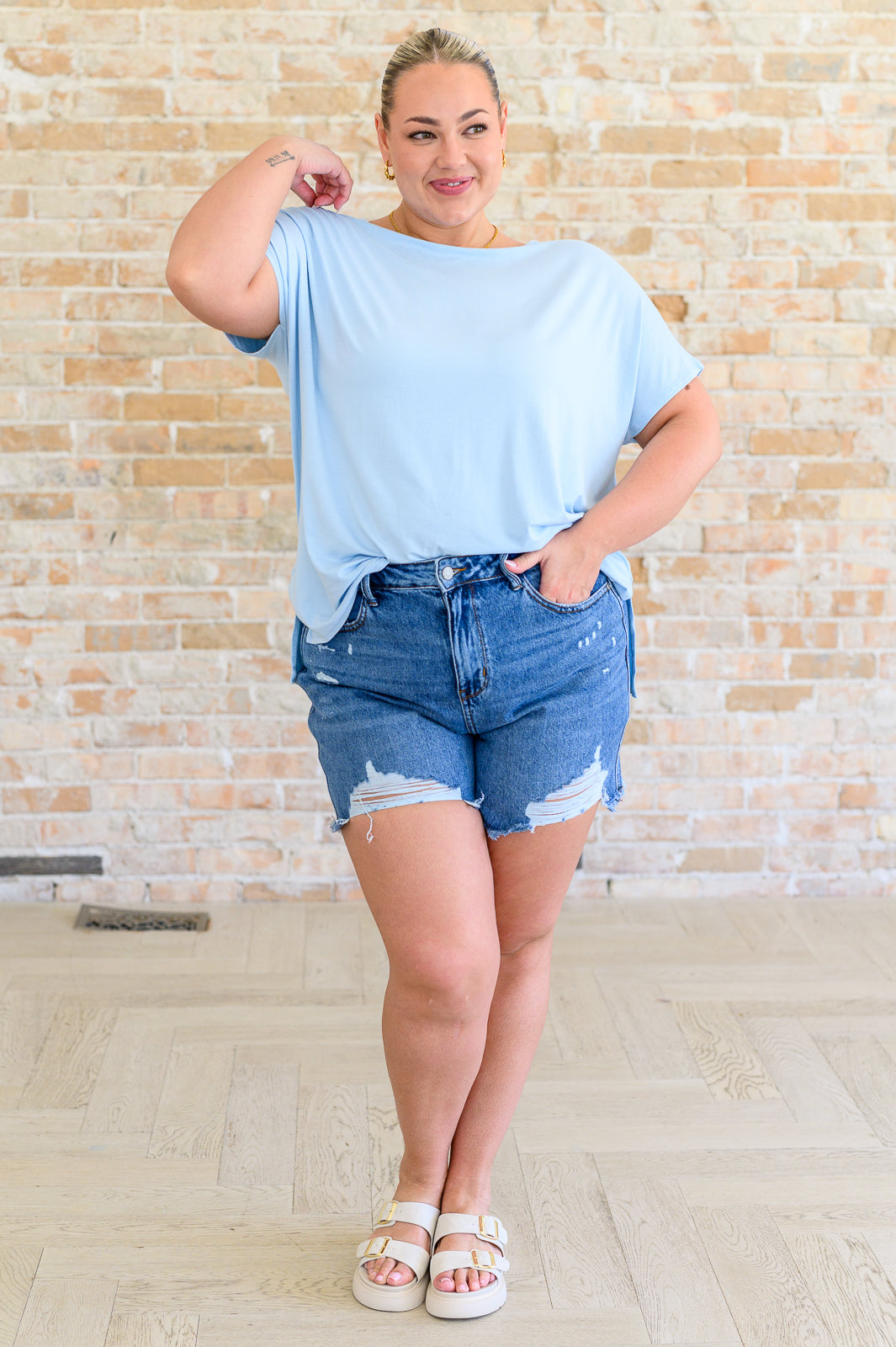 I'll Fly Away Round Neck Relaxed Top - Charming Charlie