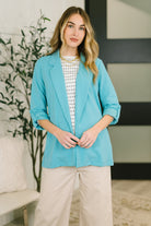 I'm Really That Gal Open Front Blazer in Aqua - Charming Charlie