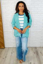 I'm Really That Gal Open Front Blazer in Aqua - Charming Charlie
