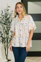 In All This Time Notch Neck Floral Blouse - Charming Charlie