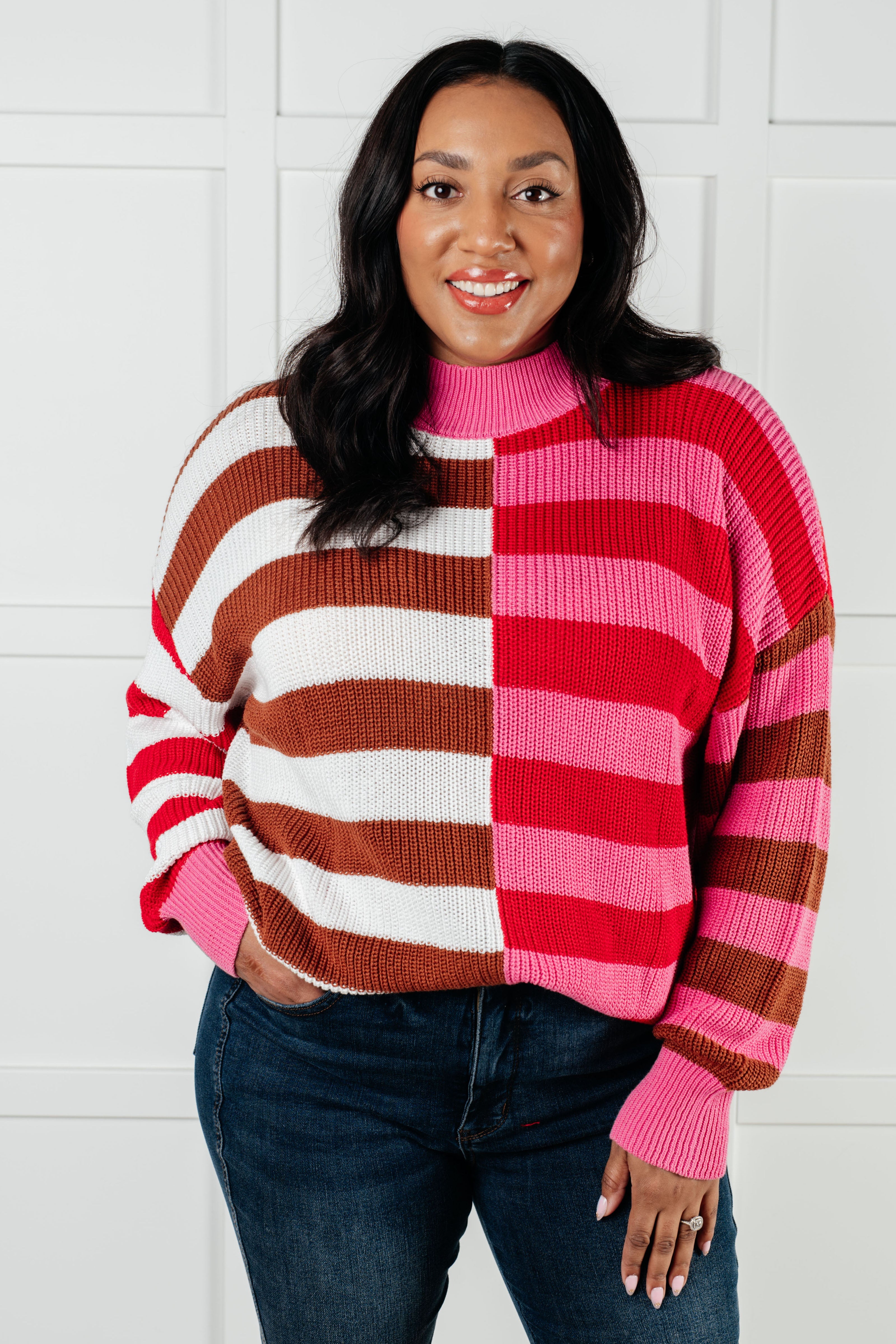 In Your Lane Color Blocked Stripe Sweater - Charming Charlie