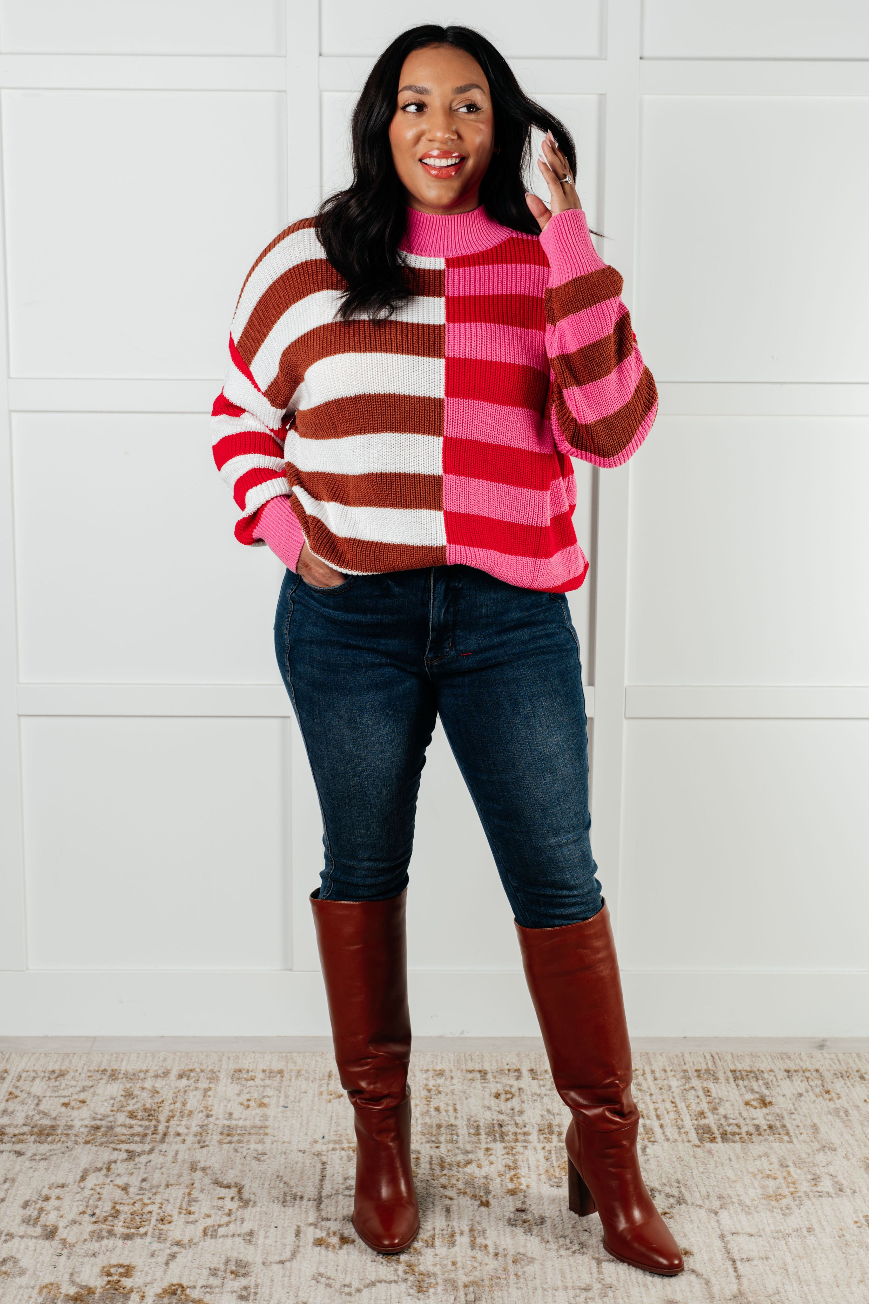 In Your Lane Color Blocked Stripe Sweater - Charming Charlie