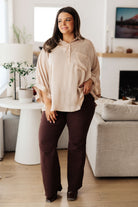 In Your Thoughts Oversized Dolman Sleeve Top in Champagne - Charming Charlie