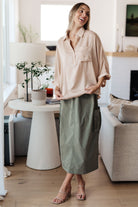 In Your Thoughts Oversized Dolman Sleeve Top in Champagne - Charming Charlie