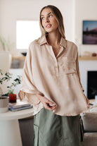 In Your Thoughts Oversized Dolman Sleeve Top in Champagne - Charming Charlie