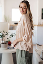 In Your Thoughts Oversized Dolman Sleeve Top in Champagne - Charming Charlie