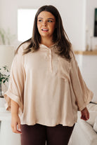 In Your Thoughts Oversized Dolman Sleeve Top in Champagne - Charming Charlie
