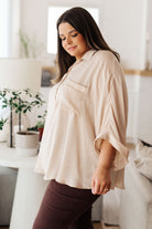 In Your Thoughts Oversized Dolman Sleeve Top in Champagne - Charming Charlie
