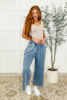In or Out Wide Leg Cropped Pants Blue Grey - Charming Charlie