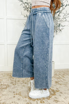 In or Out Wide Leg Cropped Pants Blue Grey - Charming Charlie