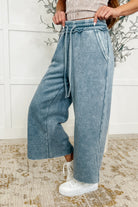 In or Out Wide Leg Cropped Pants Dusty Blue - Charming Charlie