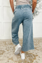 In or Out Wide Leg Cropped Pants Dusty Blue - Charming Charlie